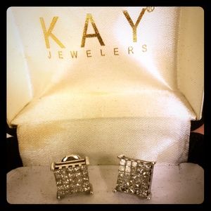 1 ct princess cut 14k white gold diamond earrings